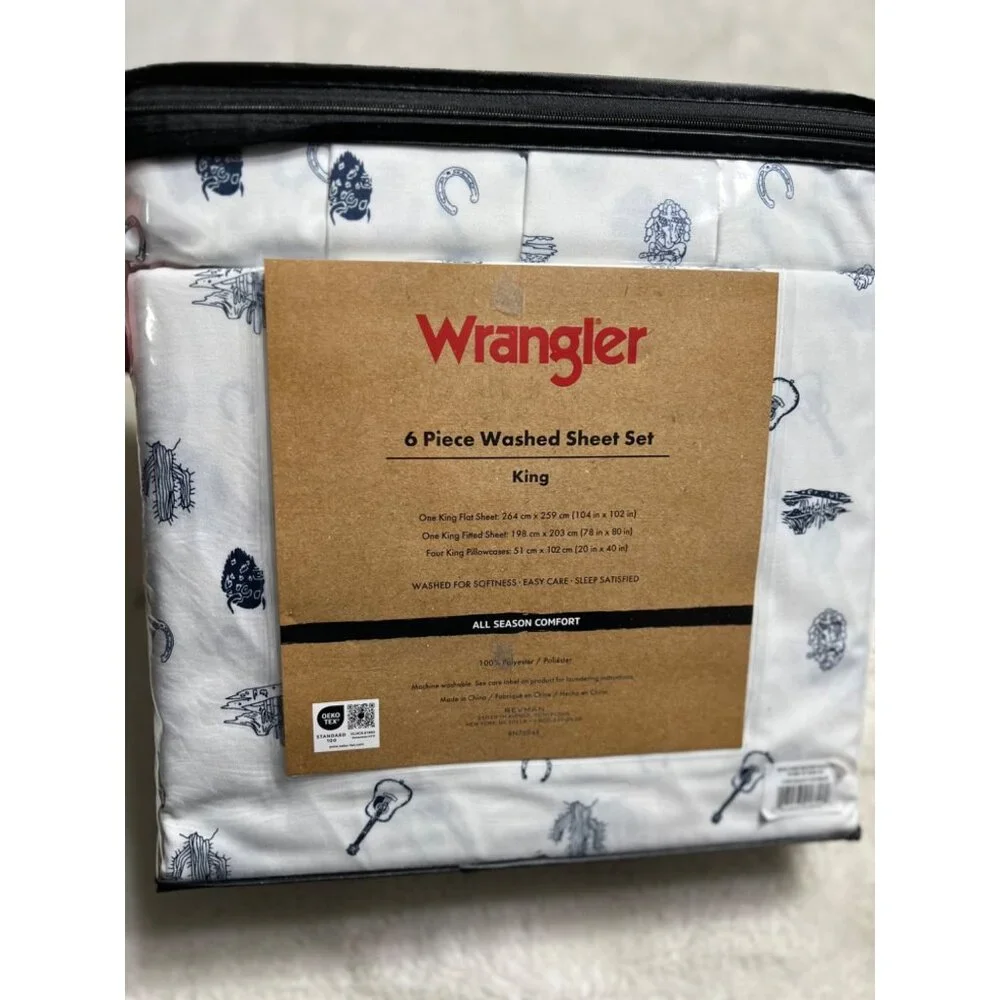 Wrangler king size western sheet 6 piece sheet set lot New - Picture 2 of 5